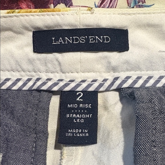 Lands' End Floral Straight Leg Mid Rise Crop Pants Size 2 - Picture 5 of 6